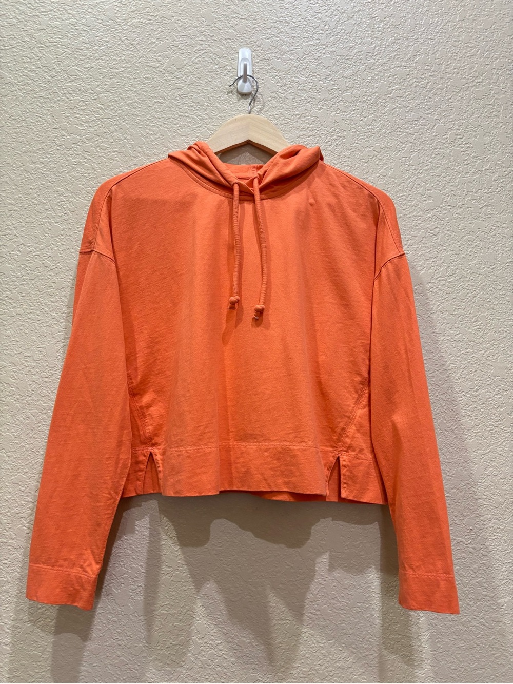 Everlane Retro Jersey Cropped Hoodie Orange Sweatshirt XS Organic Cotton - Picture 6 of 12